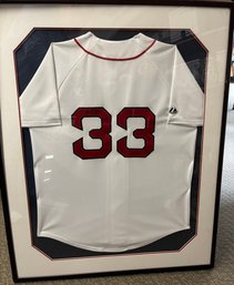 Jason Varitek Autographed Boston Red Sox Majestic Game Model Home Framed And Matted Jersey