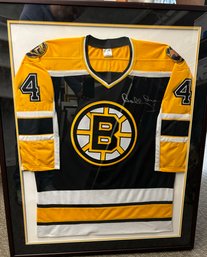 Bobby Orr Autographed 1990s Style Boston Bruins Hockey Black Jersey Framed And Matted