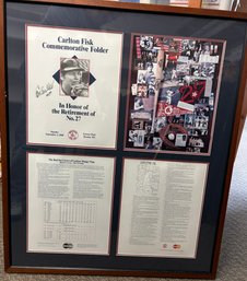 Carlton Fisk Autographed Framed And Mounted Special Retired Number 27 Folder Display