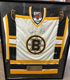 Boston Bruins 1990s Home Hockey White Jersey Autographed By Bobby Orr & Ray Bourque