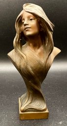 Antique Austrian Art Nouveau Bronze Sculpture Of A Pretty Girl By Franz Gruber