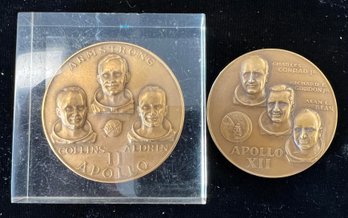 (2) 1969 NASA Space Apollo Mission Bronze Medals