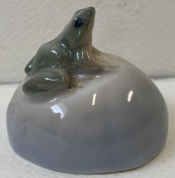 ROYAL COPENHAGEN Frog On A Stone Figurine #507