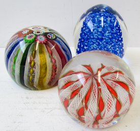 (3) Decorative Glass Paperweights