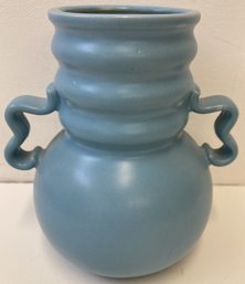 Vintage STANGL Double Handled Blue Pottery Vase #3140