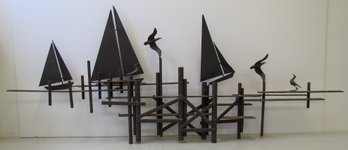 Vintage Metal SAILBOAT Sculpture - 49.5' Long