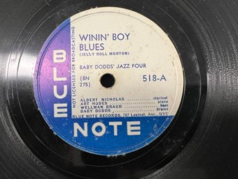 Baby Dodds' Jazz Four WC Handy Winin' Boy Blues / Careless Love 10' Blue Note Label