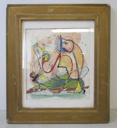 Framed LUIS SOARES Abstract Watercolor Painting