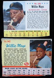 (2) 1962 And 1963 Post Cereal Willie Mays Baseball Card Lot