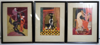 (3) 1930's Jean De Bosschere Framed Lithographs In Original Frames