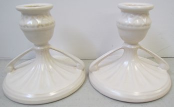 Pair Of Vintage ROSEVILLE POTTERY Candlestick Holders