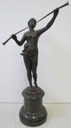 Signed FRANS IFFLAND (1862-1935) Bronze Sculpture Statue On Stone Base