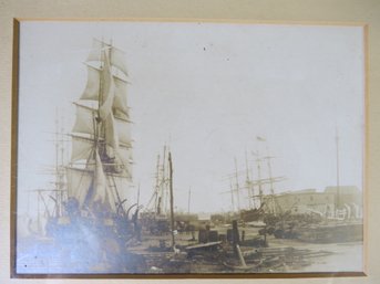 C. 1880's Tall Ships In Port Original Photograph