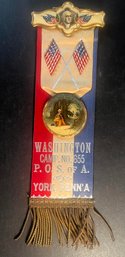 19th Century Patriotic Sons Of America Badge/Ribbon With George Washington