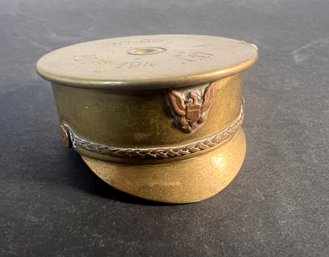 WWI Trench Folk Art Military Hat In Solid Brass