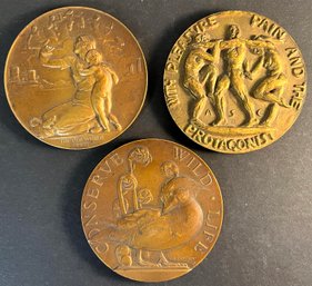 (3) 1938-1939 Society Of Medalist Bronze Medal Lot