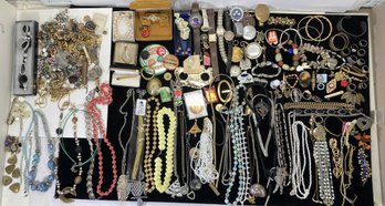 Large Collection Of Assorted Costume Jewelry With Some STERLING SILVER