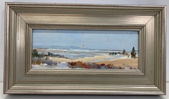 Marilyn Schofield Oil On Board Framed Painting Of Coast Guard Station-Eastham