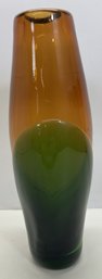 Green & Brown Art Glass Vase