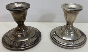 Pair Of Weighted Sterling Silver Candle Holders