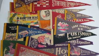 Llection Of Mostly New England 1940s - 1960s Souvenir Pennants