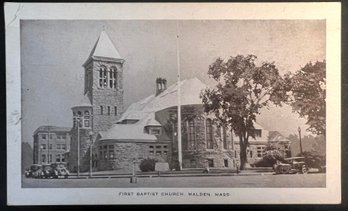 1910s Malden MA Baptist Church Postcard