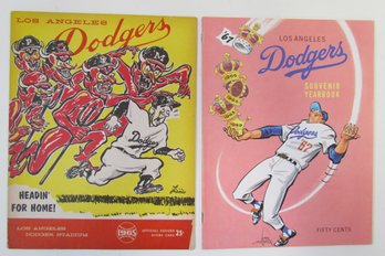 (2) 1960s LOS ANGELES DODGERS Baseball Yearbook Program Lot