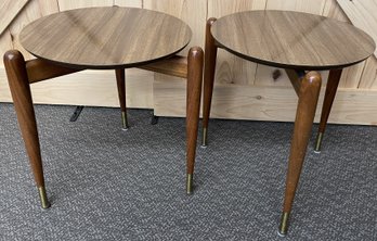 Pair Of STYLECRAFT Mid Century Modern Round End Tables