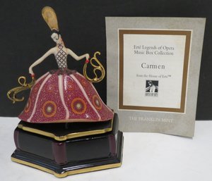 House Of Erte Franklin Mint Music Box CARMEN Erte Image Porcelain Figurine