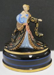 House Of Erte Franklin Mint Music Box RIGOLETTO Erte Image Porcelain Figurine