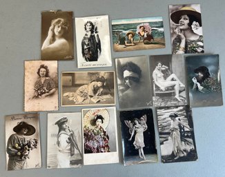 (14) Vintage 1910's - 1920's Mostly Real Photo Postcards Of Women