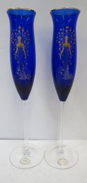 HOUSE OF ERTE Cobalt Blue 'STARSTRUCK' Champagne Flutes