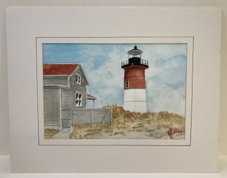 NAUSET LIGHT-EASTHAM Watercolor Painting By George Robbins