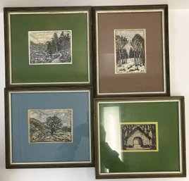 (4) 1950s Era Framed Block Prints