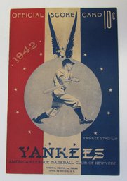1942 NEW YORK YANKEES Vs Indians Baseball Scorecard With Joe Dimaggio