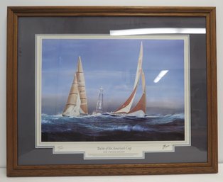 Tim Thompson Framed YACHTS OF THE AMERICAN CUP-THE TWELVE METERS Signed Lithograph