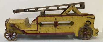 Early 20th Century Pressed Steel Fire Ladder Truck Toy