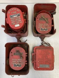 (4) 20th Century Painted Metal Fire Alarm Boxes