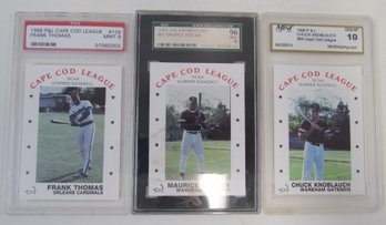 (3) Graded 1988 Cape Cod All Star Baseball League Cards With Frank Thomas