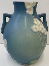 Vintage ROSEVILLE Pottery Vase With Blue Primrose Pattern