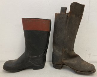 (2) 19th Century Child Sized Fire Boots