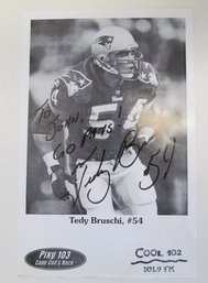 Signed TEDY BRUSCHI New England Patriots Football Photo