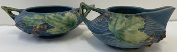 ROSEVILLE Pottery Sugar Bowl & Creamer Set With Bushberry Pattern