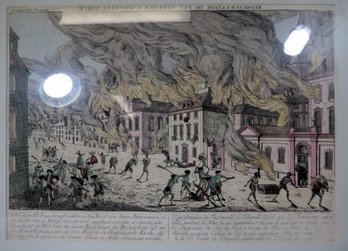 Franz Xaver Habermann (1721-1796) New York Fire Engraving - Framed