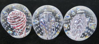 (3) Pairpoint Art Glass Paperweight Lot