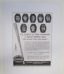 1943 Louisville Slugger Baseball Matted Magazine  Advertisement