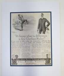 1913 THE ROYAL TAILORS Baseball Matted Magazine Advertisement With Walter Johnson