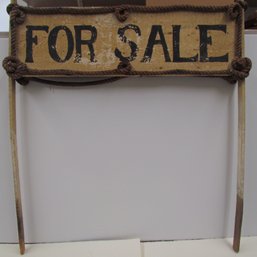 Antique FOR SALE Wooden Sign With Rope Accents