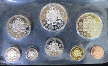 1973 Barbados Proof Set With (2) Silver Coins