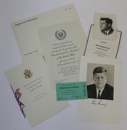 JFK Inaugural Invitation And Ephemera Sent To Boston Mayor John Collins